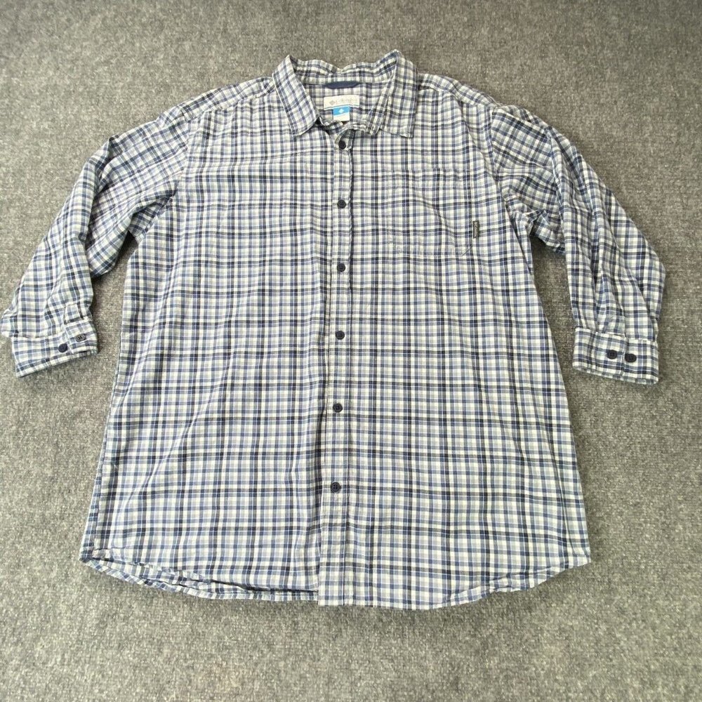 Columbia Sportswear Shirt Men‎ XXL Blue Plaid Outdoor Workwear Americana Classic